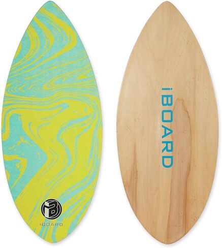 36" Skipper Skimboard for Beginners, Teens & Adults - High Gloss Coat Wooden Beach Skim Board with 3 Color Traction Pad Options in Saudi Arabia