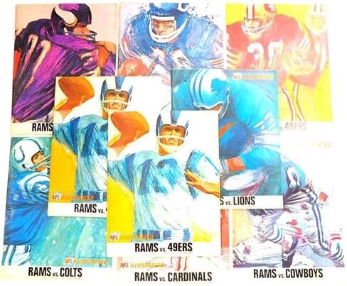 Lot of (9) Assorted 1966 Los Angeles Rams NFL Football Programs - NFL Programs in Saudi Arabia