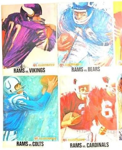 Lot of (9) Assorted 1966 Los Angeles Rams NFL Football Programs - NFL Programs in Saudi Arabia