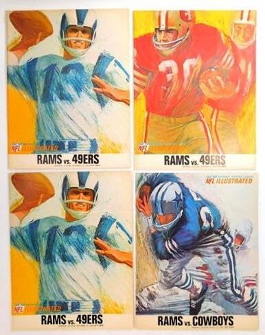 Lot of (9) Assorted 1966 Los Angeles Rams NFL Football Programs - NFL Programs in Saudi Arabia