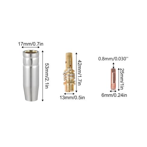 8PCS MIG Welder 15AK Welding Accessory Kit with 0.030'' Copper Contact Tips Gas Nozzles & Diffusers for MB-15AK MIG-200 NB-200 NB-180 in Saudi Arabia