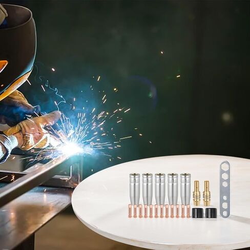 22PCS MIG MAG Welding Accessories Set with 0.8mm Tips for AK15 MB-15 Torch Conical Gas Nozzles Power Holder Diffusers Wrench in Saudi Arabia