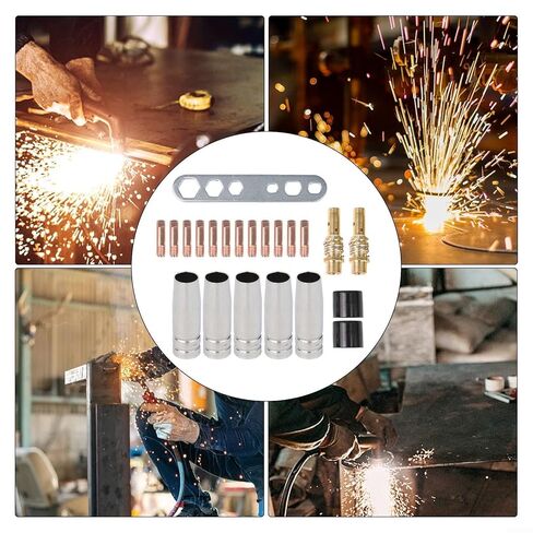 22PCS MIG MAG Welding Accessories Set with 0.8mm Tips for AK15 MB-15 Torch Conical Gas Nozzles Power Holder Diffusers Wrench in Saudi Arabia