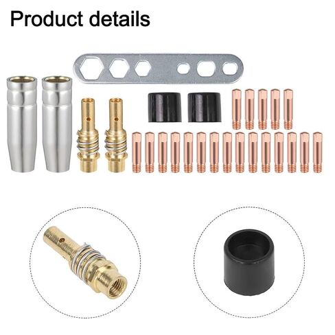 27PCS Welding Nozzle Set for 15AK MIG Torch M6 0.8 mm Copper Nozzles with Gas Insulators Wrench Compatible with Protective Accessories in Saudi Arabia