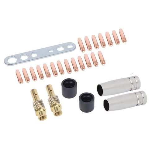 27PCS Welding Nozzle Set for 15AK MIG Torch M6 0.8 mm Copper Nozzles with Gas Insulators Wrench Compatible with Protective Accessories in Saudi Arabia