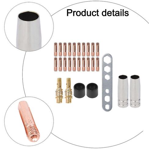 27PCS Welding Nozzle Set for 15AK MIG Torch M6 0.8 mm Copper Nozzles with Gas Insulators Wrench Compatible with Protective Accessories in Saudi Arabia