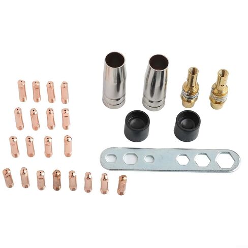 Welding Nozzle Set 27 PCS for 15AK MIG Torch - M6 0.6 mm to 1 Power Nozzles Gas Accessories with Copper Material for Protective in Saudi Arabia