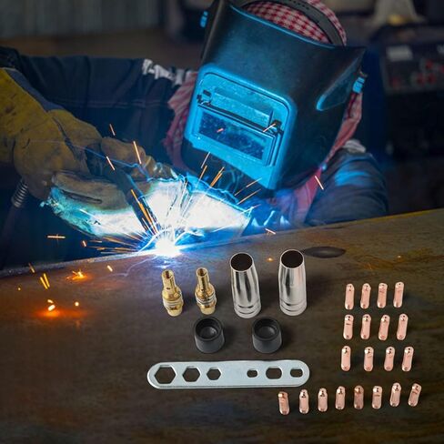 Welding Nozzle Set 27 PCS for 15AK MIG Torch - M6 0.6 mm to 1 Power Nozzles Gas Accessories with Copper Material for Protective in Saudi Arabia