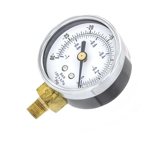 مقياس فراغ سفلي جاف مقاس 1/8 بوصة ذكر NPT مع قرص 2 بوصة - 30 بوصة Hg VAC/0 PSI -30-0 PSI - للأنظمة الهيدروليكية والهوائية التجارية أو الصناعية - استبدال مقياس ضغط الضاغط in Saudi Arabia