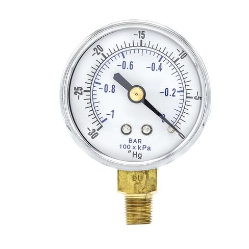 مقياس فراغ سفلي جاف مقاس 1/8 بوصة ذكر NPT مع قرص 2 بوصة - 30 بوصة Hg VAC/0 PSI -30-0 PSI - للأنظمة الهيدروليكية والهوائية التجارية أو الصناعية - استبدال مقياس ضغط الضاغط in Saudi Arabia
