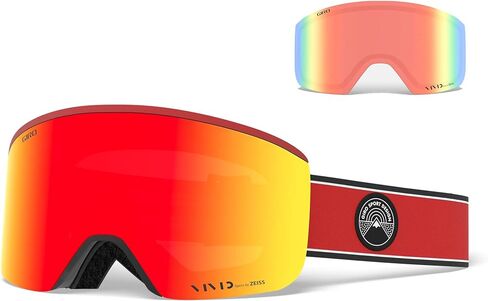 Giro Axis Asian Fit Adult Snow Goggles - Red Element Strap with VIVID Ember/VIVID Infrared Lenses (2020) in Saudi Arabia