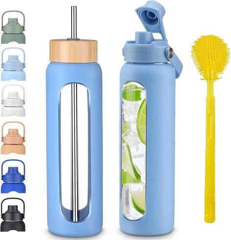 32 oz Borosilicate Glass Water Bottle, Leak-Proof, BPA Free in Saudi Arabia