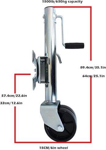 Heavy-Duty Bolt-On Swivel Jack - Lift Swivel Trailer Jack, Trailer Swivel Wheels, Heavy Duty Boat Trailer Jockey Wheel with 15Cm Double Wheels/Lift 25.4Cm/670K in Saudi Arabia