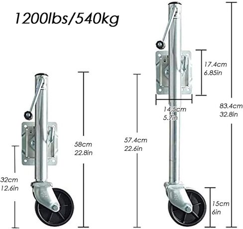 Trailer Jack Wheel - Bolt-On Swivel Tongue Jack, 1200Lbs Heavy-Duty Swivel Mount, Stabilization Jockey Wheel with Support, Boat Trailer Jack, 6-Inch Wheel, for in Saudi Arabia
