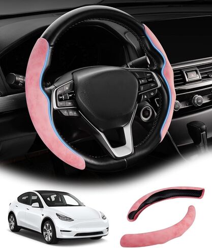 Steering Wheel Cover for Tesla Model 3/Y 2016-2026, 1:1 Stable Installation Anti-Slip Protector for Tesla Model 3/Y, Improve Aesthetics & Driving Experience in Saudi Arabia