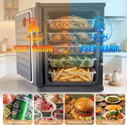 صندوق تسخين الطعام المعزول بسعة 95 كيو تي، صندوق ساخن غير كهربائي لبوفيه الحفلات، يحمل ستة مقالي كاملة الحجم مقاس 2.5 بوصة، يحتفظ بالحرارة لمدة 6 ساعات، تحميل أمامي وقابل للتكديس، للاستخدام التجاري والمنزلي in Kuwait