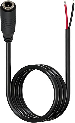 كابل طرفي طاقة 3.5 مم × 1.35 مم 12 فولت تيار مستمر، 5 حزم، 22AWG 1FT مع موصل أسطواني أنثى لكاميرا CCTV الأمنية، أضواء شريط LED، مصدر طاقة (إصلاح) in Kuwait