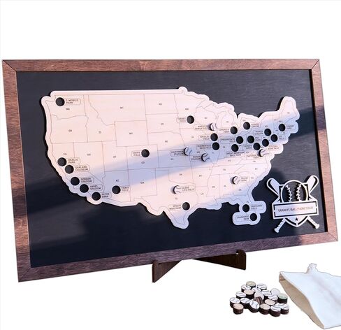 Baseball Stadium Map Tracker, Pro Baseball Stadium Tracker, Personalized Wooden Ballpark Stadium Tracker, Custom Baseball Stadium Map, Gift for Baseball Lover, Gift for Dad (Without Silhouette) in Saudi Arabia