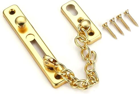 Chain Lock Stainless Steel Chain Security Door Lock Anti-Lock Buckle Safety Door Bolt with Screw(Silver) in Saudi Arabia