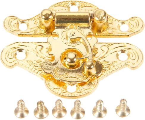 Antique Hinges,Bronze Decorative,Wooden Box Hinge,2Pcs 38 * 49mm Box Latch Hasps Lock Catch Latches Furniture Hardware for Jewelry Box Suitcase Buckle Clip Clasp Gold Butt Hinges in Saudi Arabia