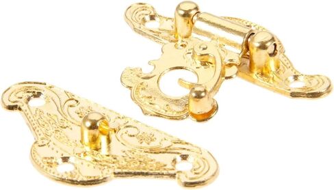 Antique Hinges,Bronze Decorative,Wooden Box Hinge,2Pcs 38 * 49mm Box Latch Hasps Lock Catch Latches Furniture Hardware for Jewelry Box Suitcase Buckle Clip Clasp Gold Butt Hinges in Saudi Arabia