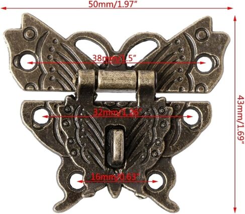 Latch Lock Bronze Hasp Latch Jewelry Wooden Box Lock Cabinet Buckle Case Locks Handle Hardware Accessory in Saudi Arabia