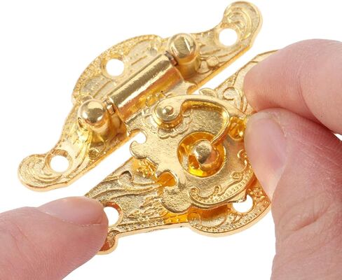 Antique Hinges,Bronze Decorative,Wooden Box Hinge,2Pcs 38 * 49mm Box Latch Hasps Lock Catch Latches Furniture Hardware for Jewelry Box Suitcase Buckle Clip Clasp Gold Butt Hinges in Saudi Arabia