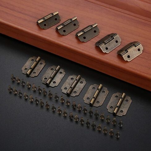 Antique Hinges,Bronze Decorative,Wooden Box Hinge,10Pcs Small Cabinet Door Hinge,Door Butt Hinges,4 Holes Bronze Tone Bag Accessory,22 * 17mm,with Screws Butt Hinges in Saudi Arabia