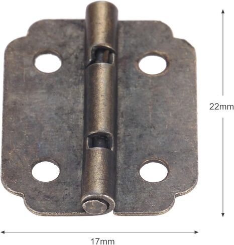 Antique Hinges,Bronze Decorative,Wooden Box Hinge,10Pcs Small Cabinet Door Hinge,Door Butt Hinges,4 Holes Bronze Tone Bag Accessory,22 * 17mm,with Screws Butt Hinges in Saudi Arabia