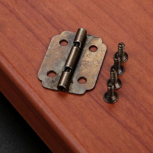 Antique Hinges,Bronze Decorative,Wooden Box Hinge,10Pcs Small Cabinet Door Hinge,Door Butt Hinges,4 Holes Bronze Tone Bag Accessory,22 * 17mm,with Screws Butt Hinges in Saudi Arabia