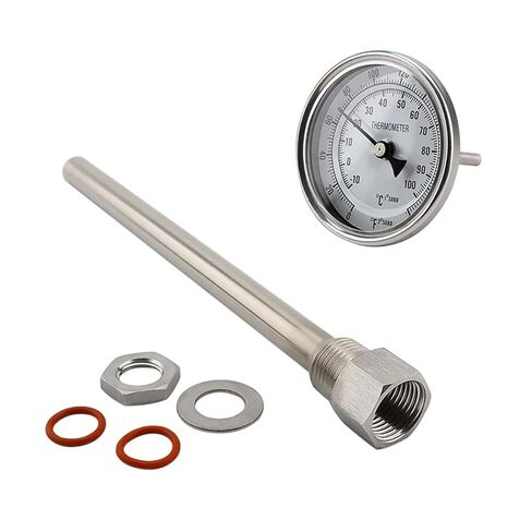 Wires and Cables Kettle Weldless Bulkhead Thermowell Kit, 1/2' NPT 9" Weldless Bi-Metal Thermometer Stainless Steel Home Wires and Cables(Type 1) in Saudi Arabia