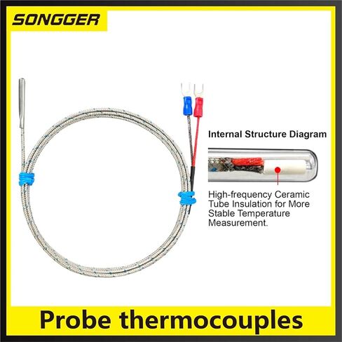 K Type E Type Probe Thermocouples Temperature Sensor 0-400°C 0-600°C Stainless Steel Industrial High Temp Detector(K-15M) in Saudi Arabia
