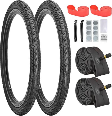 20x1.75/24x1.75/26x1.75 Bike Tires and Tubes, Bicycle Tires and Tubes Set with Schrader Valve 32mm,Repair Kit, Rim Strip, Tire Levers for Mountain, Hybrid, Commuter, BMX Bicycles in Saudi Arabia