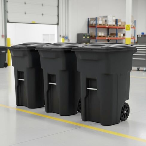 48 Gallon Garbage Cans Trash Cans With 2 Rugged Wheels Ergonomic Handle And Lid Heavy Duty Construction Built For Toughness And Maximum Impact Resistance Perfect For Both Indoor Or Outdoor Use in Saudi Arabia