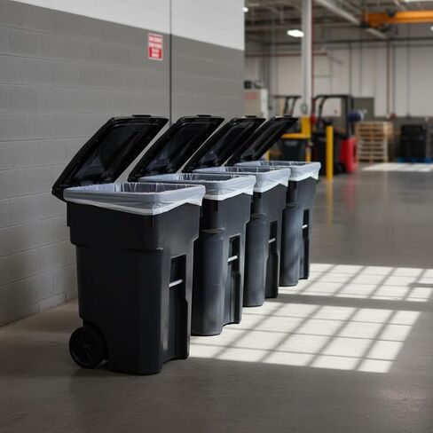 48 Gallon Garbage Cans Trash Cans With 2 Rugged Wheels Ergonomic Handle And Lid Heavy Duty Construction Built For Toughness And Maximum Impact Resistance Perfect For Both Indoor Or Outdoor Use in Saudi Arabia