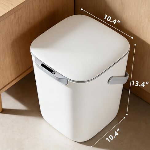 4 Gal Trash Can with Lid,Motion Sensor Trash Bin, Automatic Touchless Garbage Can,Odor Control, 15 Liter White Wastebasket Bin for livingroom,Bedrooms,Bathrooms,Office,Kitchens. in Kuwait