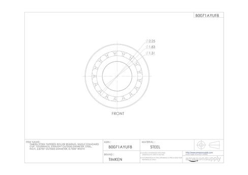 محمل أسطواني مدبب Timken 2735X، كوب واحد، تسامح قياسي، قطر خارجي مستقيم، فولاذ، بوصة، القطر الخارجي 2.8750 بوصة، العرض 0.7500 بوصة in Saudi Arabia