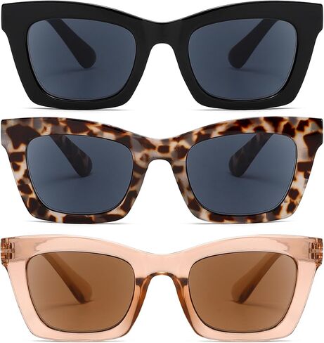 نظارات شمسية للقراءة مكونة من 3 قطع من نظارات القراءة للنساء طراز ستايلس UV400 بعدسات كاملة للقارئ الخارجي ومفصلات زنبركية in Kuwait