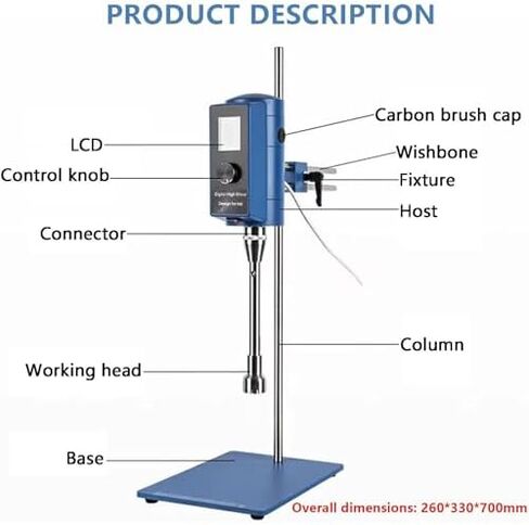 High-Speed Digital Display Emulsifier, Adjustable 2000-28000 RPM Laboratory Homogenizer with Support Stand for Efficient Dispersing and Mixing in Saudi Arabia