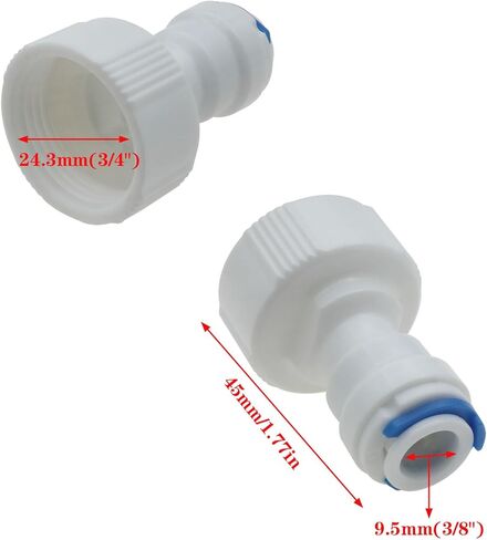 4PCS Straight for NPT Thread Adapter Plastic RO Fittings 3/4" Female Thread to 3/8" OD Push to Connect Plastic RO Fittings RO Filter Adapter Water Purifier Accessories in Kuwait