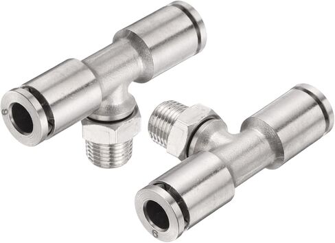 HARFINGTON 2pcs Male Branch Tee 6mm Tube ID x 1/8" PT Thread Push to Connect Fittings Pneumatic Tube Pipe Fitting for Air Water System in Saudi Arabia