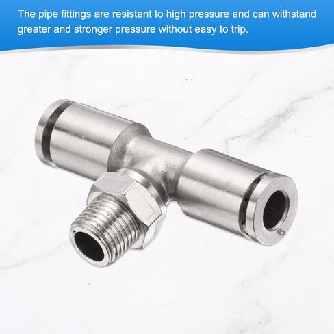 HARFINGTON 2pcs Male Branch Tee 6mm Tube ID x 1/8" PT Thread Push to Connect Fittings Pneumatic Tube Pipe Fitting for Air Water System in Saudi Arabia