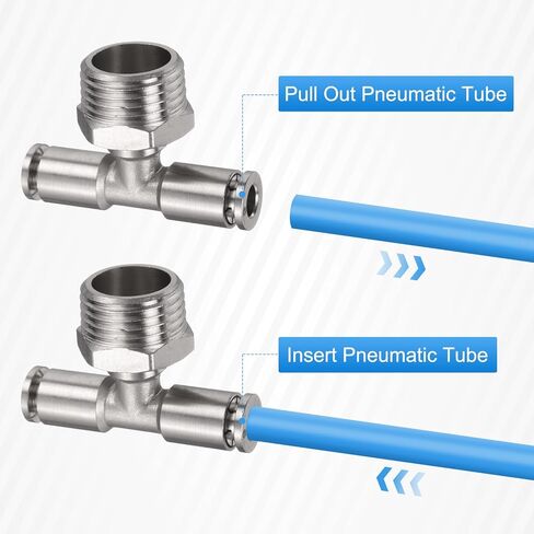 HARFINGTON 2pcs Male Branch Tee 6mm Tube ID x 1/8" PT Thread Push to Connect Fittings Pneumatic Tube Pipe Fitting for Air Water System in Saudi Arabia