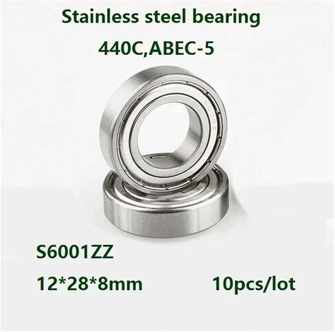 10pcs/lot S6001ZZ 12x28x8mm ABEC-5 Stainless Steel Bearing Deep Groove Ball Bearing Double Metal Shielded Cover S6001 6001ZZ in Saudi Arabia