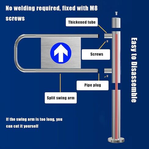 بوابة تأرجح أوتوماتيكية واسعة من الفولاذ المقاوم للصدأ، باب يدوي، بوابة تأرجح معدنية ذاتية الإغلاق - باب أمان تلقائي للمشاة في الهواء الطلق لمحلات السوبر ماركت والمستودعات، إغلاق في اتجاه واحد، in Kuwait