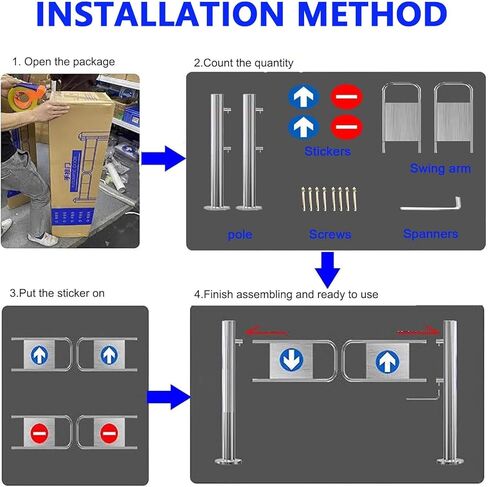 بوابة تأرجح أوتوماتيكية واسعة من الفولاذ المقاوم للصدأ، باب يدوي، بوابة تأرجح معدنية ذاتية الإغلاق - باب أمان تلقائي للمشاة في الهواء الطلق لمحلات السوبر ماركت والمستودعات، إغلاق في اتجاه واحد، in Kuwait