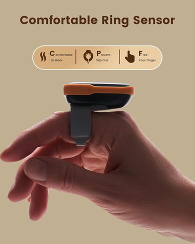 جهاز مراقبة الأكسجين في الدم Vibeat WearO2 - مقياس التأكسج النبضي بتقنية البلوتوث لتتبع الأكسجين المستمر ومعدل ضربات القلب، جهاز قياس الأكسجين بالإصبع قابل لإعادة الشحن، يمكن ارتداؤه مع إشعار وتطبيق مجاني in Kuwait