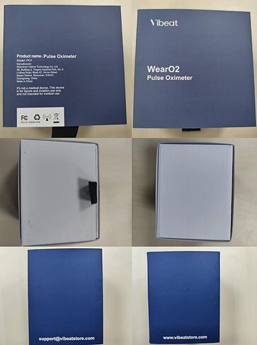 جهاز مراقبة الأكسجين في الدم Vibeat WearO2 - مقياس التأكسج النبضي بتقنية البلوتوث لتتبع الأكسجين المستمر ومعدل ضربات القلب، جهاز قياس الأكسجين بالإصبع قابل لإعادة الشحن، يمكن ارتداؤه مع إشعار وتطبيق مجاني in Kuwait