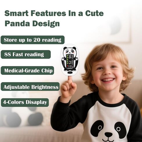 Panda Pediatric Pulse Oximeter for Kids (2+), Children Oxygen Monitor Fingertip with 20 × Memory, Blood Oxygen Saturation Monitor with Alarm, Batteries and Lanyard in Saudi Arabia