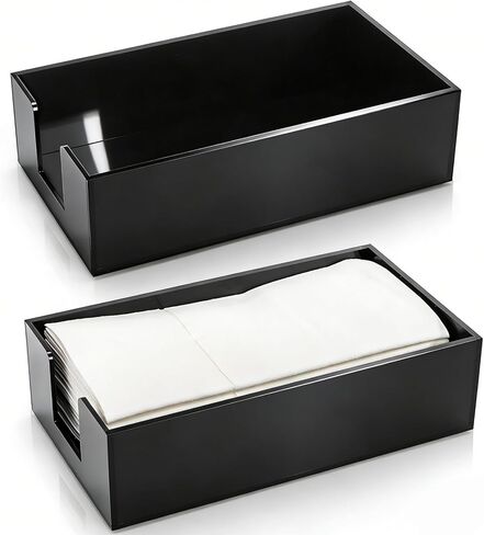Cididu 2 Pack Acrylic Napkin Holder, Black Guest Towel Holder Tray for Bathroom, 0.12'' Thickness Disposable Paper Hand Towel Storage Tray, Modern Flat Napkin Holders for Kitchen Table Dinning Party in Saudi Arabia